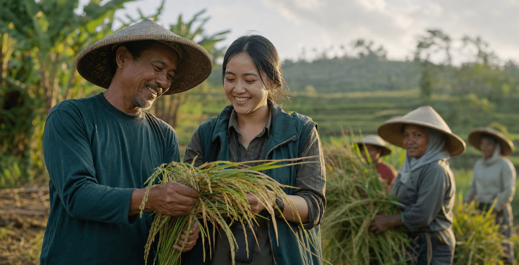 Petani dan pendamping komunitas mengelola hasil pangan