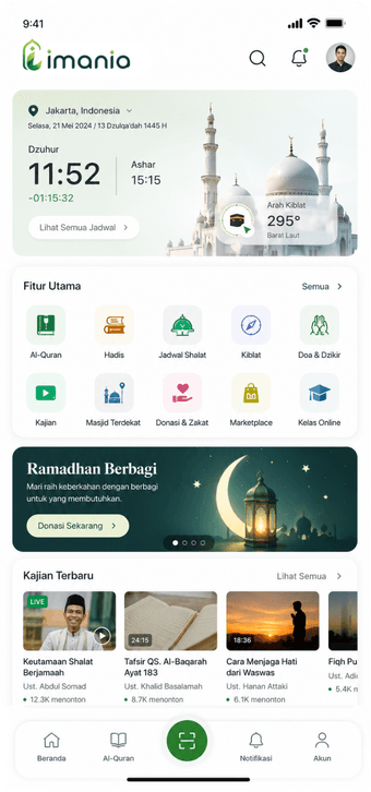Tampilan aplikasi Imania